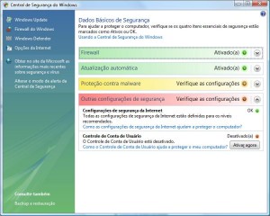 Visão Geral da Central de Segurança e Firewall