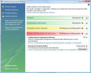 Visão Geral da Central de Segurança e Firewall